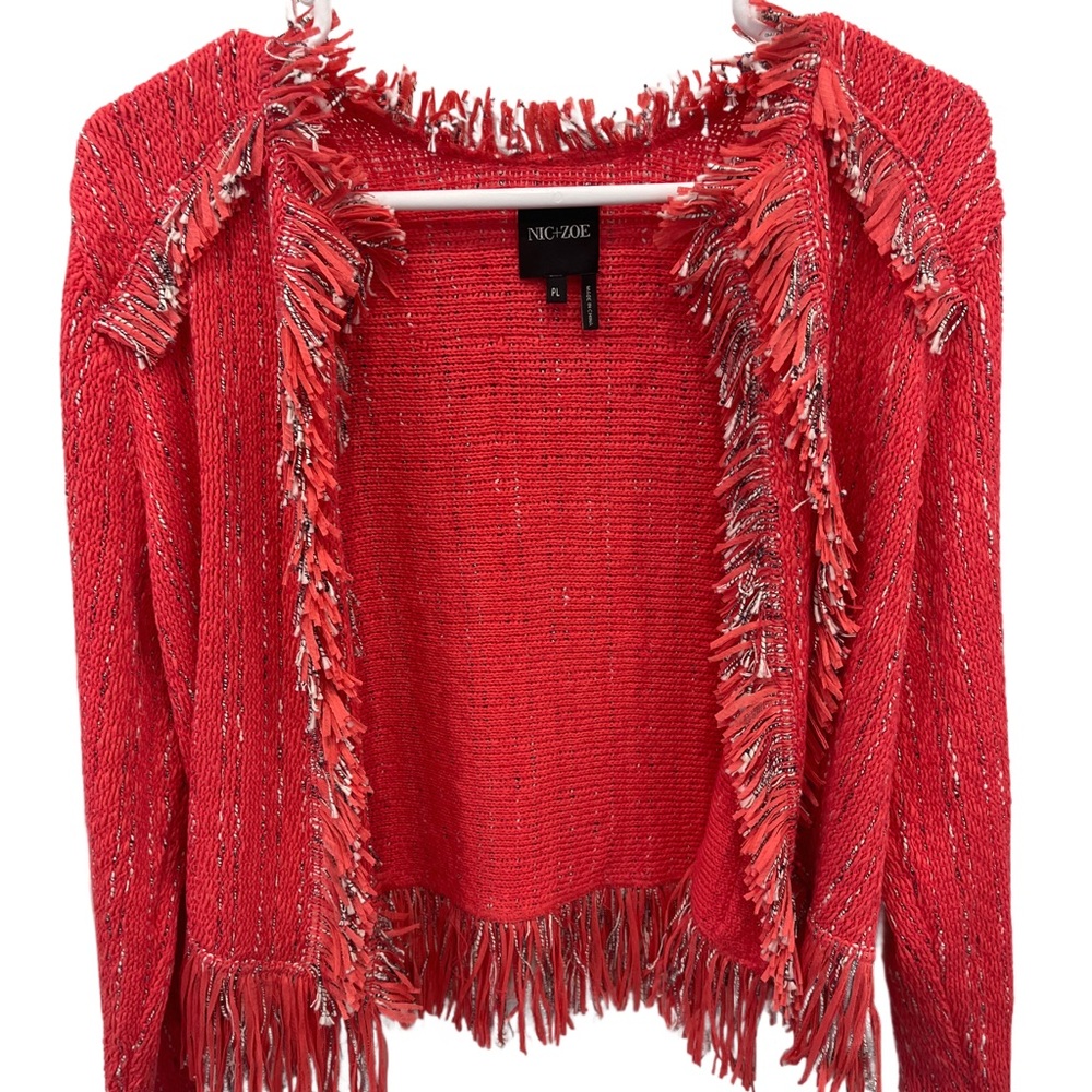 NIC+ZOE Coral Cardigan with Fringe Detail